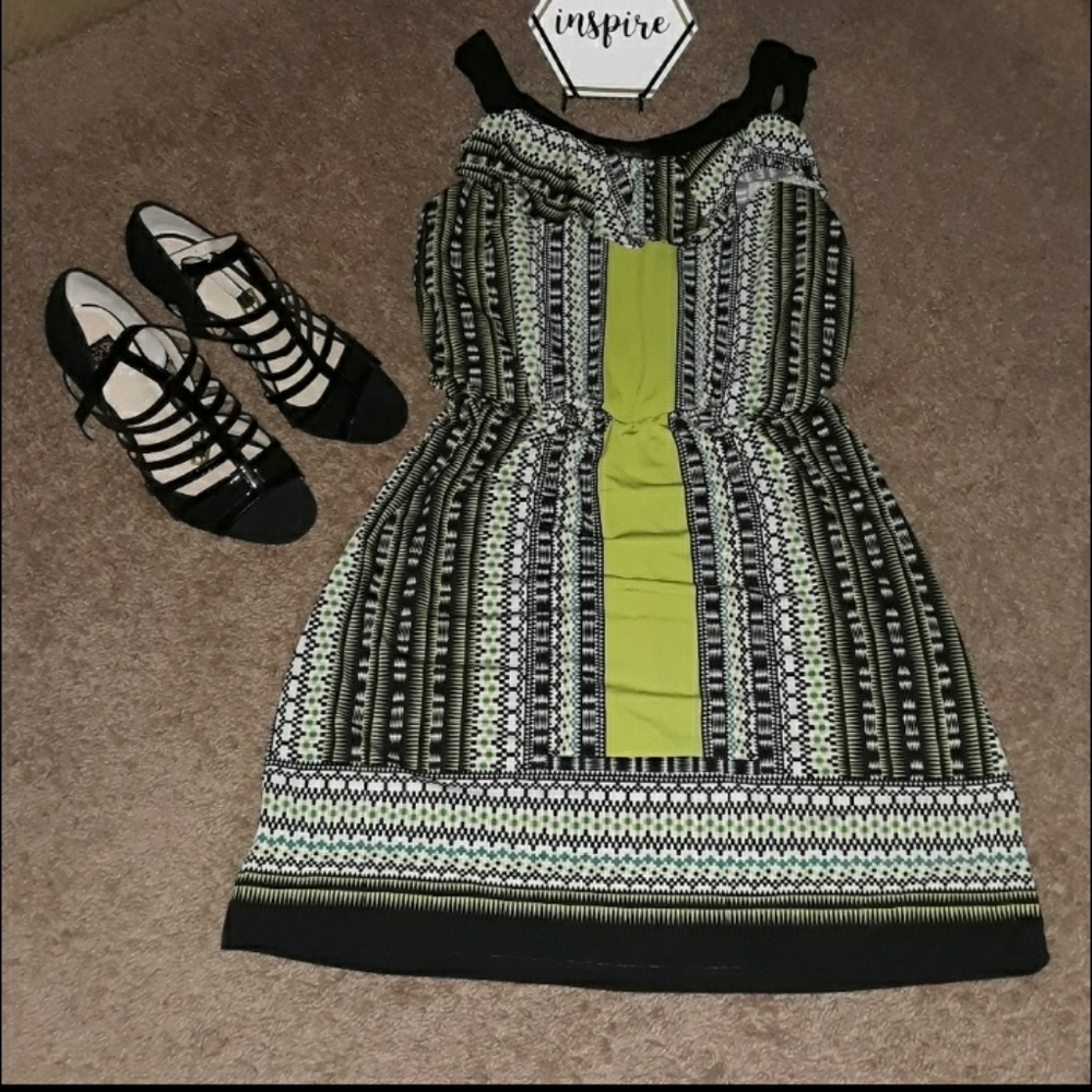 Style & Co (Size SP) Multi-colored Mixed Aztec Print Party Dress